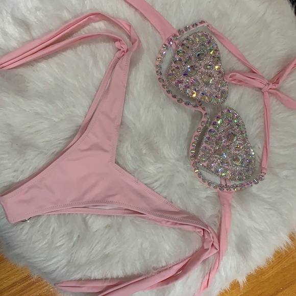 NEW Heart Rhinestone Carnival Bikini B C cup - Picture 4 of 13